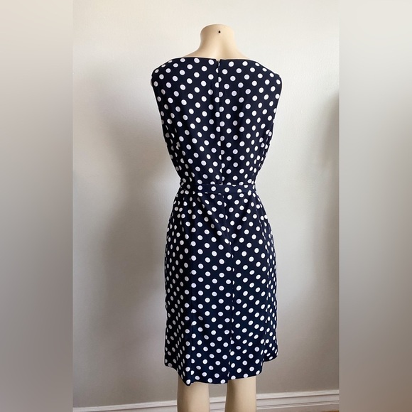 Jones New York Polka Dot Sleeveless Sheath Dress Navy Career Nautical Preppy 8 - Picture 10 of 11
